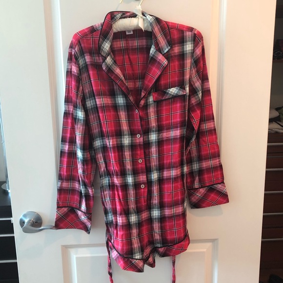 Victoria Secret Flannel Tie Romper Pajama - Picture 8 of 15